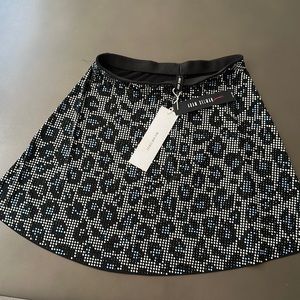 Lightweight Jersey crystal mini skirt blue leopard crystal